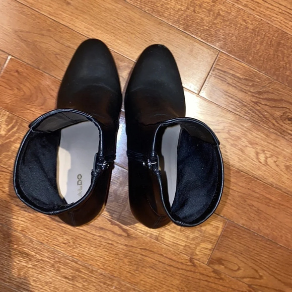 Aldo matte Black Round toe leopard print platform ankle boots - Picture 12 of 17